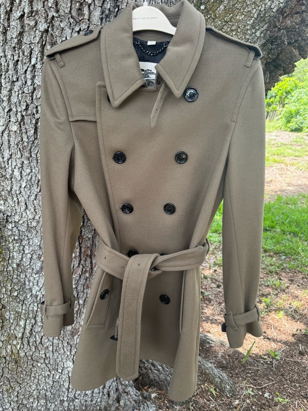 Burberry London Prorsum Virgin Wool and Cashmere Coat in Olive Brown.Size 48